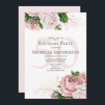 Blush Pink Floral Roses White 50th Birthday Invitation<br><div class="desc">Elegant modern botanical blush pink watercolor floral (roses) and greenery on white garden-theme 50th birthday party invitation.  Text,  font,  font size and colour are completely customizable,  so this card can be customized to perfectly suit your needs.</div>