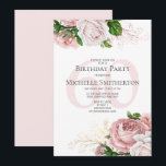Blush Pink Floral Roses White 60th Birthday Invitation<br><div class="desc">Elegant modern botanical blush pink watercolor floral (roses) and greenery on white garden-theme 60th birthday party invitation. Text, font, font size and colour are completely customizable, so this card can be customized to perfectly suit your needs.</div>