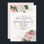 Blush Pink Floral Roses White 60th Birthday Invitation<br><div class="desc">Elegant modern botanical blush pink watercolor floral (roses) and greenery on white garden-theme 60th birthday party invitation.  Text,  font,  font size and colour are completely customizable,  so this card can be customized to perfectly suit your needs.</div>