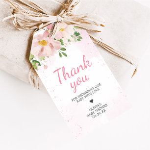 Blush Pink Floral Spring Baby Shower Favour Tags