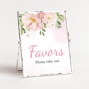 Blush Pink Floral Spring Baby Shower Favours Poster