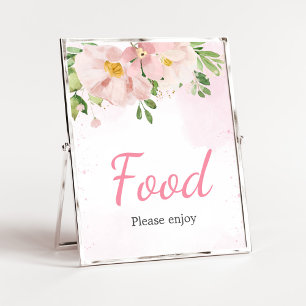 Blush Pink Floral Spring Baby Shower Food Poster