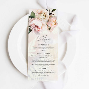Blush Pink Floral Spring Garden Wedding Menu
