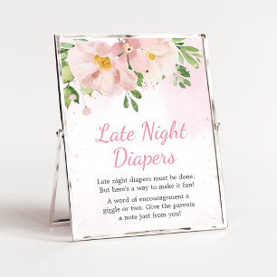 Blush Pink Floral Spring Late Night Diapers Poster