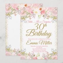 Blush Pink Floral Surprise 30th Birthday