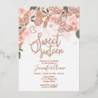 Blush Pink Floral Sweet 16 Butterfly Gold