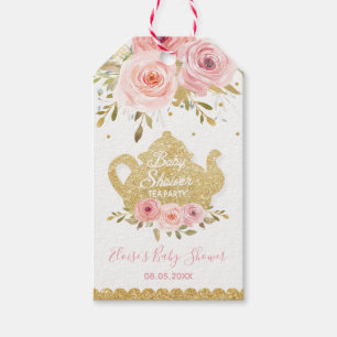 Blush Pink Floral Tea Party Baby Shower Favour  Gift Tags