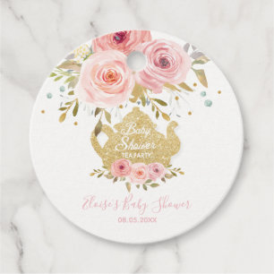 Blush Pink Floral Tea Party Baby Shower Thank You Favour Tags