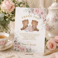 Blush Pink Floral Teddy Bears Tea Party Birthday