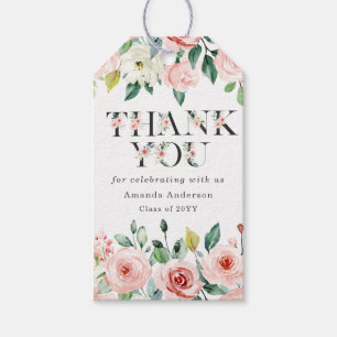 Blush Pink Floral Thank You Graduation Gift Tag