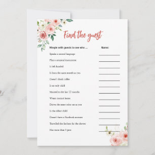 Blush Pink Floral Trouvez la carte de jeu de douch