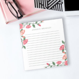 Blush Pink Floral Vines - Lined Notepad