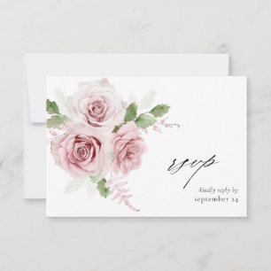 Blush Pink Floral w Meal RSVP Card