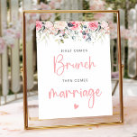 Blush Pink Floral Watercolor Bridal Brunch Sign<br><div class="desc">Elevate your bridal shower brunch with our Blush Pink Floral Watercolor Bridal Brunch Sign. This sign adds a touch of modern elegance to your bridal shower decor. With its blush flowers and watercolor floral design, it beautifully complements the blush bridal shower and floral bridal shower theme. The playful "first comes...</div>