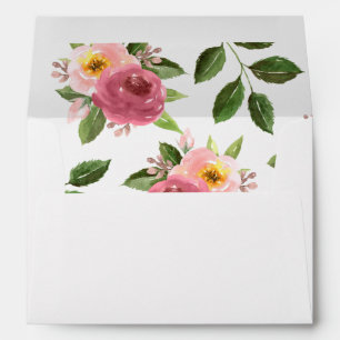 Blush Pink Floral Watercolor Wedding Envelope