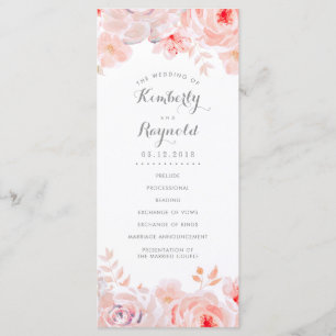 Blush Pink Floral Watercolor Wedding Programs