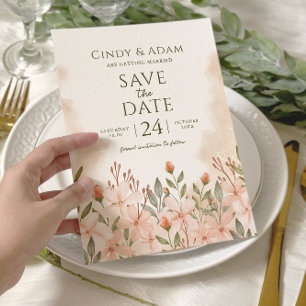 Blush Pink Floral Watercolor Wedding Save The Date