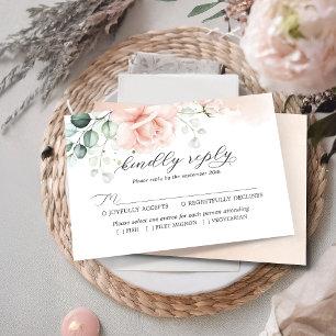 Blush Pink floral Wedding carte RSVP