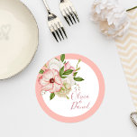 Blush Pink Floral Wedding Coaster<br><div class="desc">Soft, romantic, and effortlessly elegant, this wedding coaster features a delicate watercolor floral arrangement set against a warm blush pink border. The airy white center highlights your names in a graceful script, creating a refined and timeless keepsake for your celebration. Perfect for weddings, bridal showers, or engagement parties, this coaster...</div>