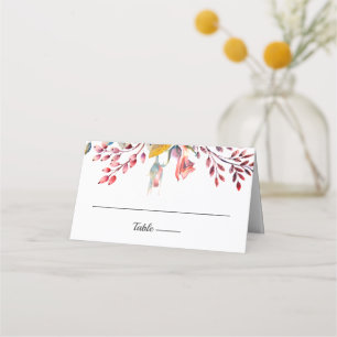 Blush Pink Floral Wedding Folded Place Card