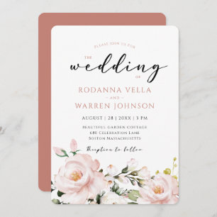 Blush Pink Floral Wedding Invitation