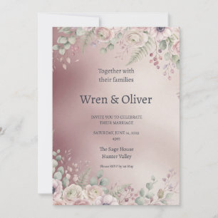 Blush Pink Floral Wedding Invitation