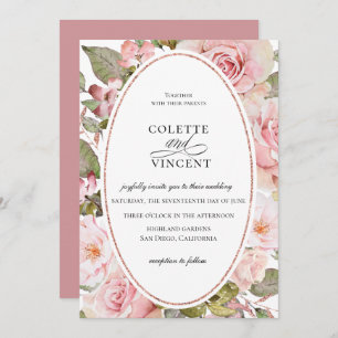 Blush Pink Floral Wedding Invitation