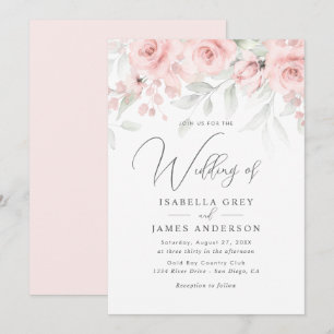Blush Pink Floral Wedding Invitation