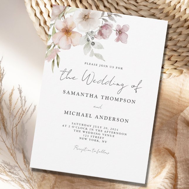 Blush Pink Floral Wedding Invitation (Creator Uploaded)