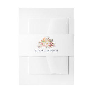 Blush Pink Floral Wedding Invitation Belly Band