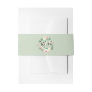 Blush Pink Floral wedding invitation belly band