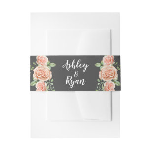 Blush Pink Floral Wedding Invitation Belly Band