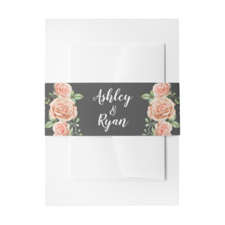 Blush Pink Floral Wedding Invitation Belly Band