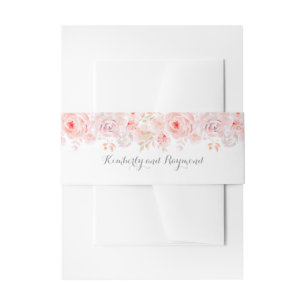 Blush Pink Floral Wedding Invitation Belly Band