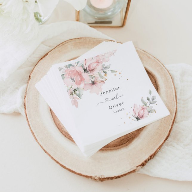 Blush pink floral wedding napkin (Creator Uploaded)