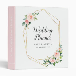 Blush pink floral wedding planner binder