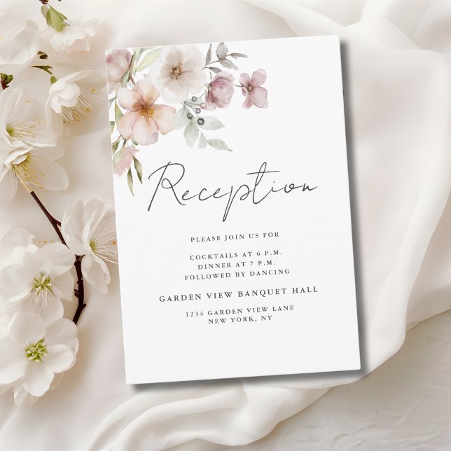 Blush Pink Floral Wedding Reception Enclosure Card (Creator Uploaded)