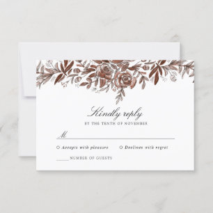 blush pink floral wedding response card