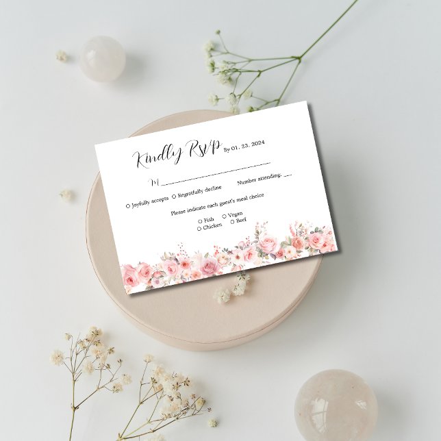 Blush Pink Floral Wedding  RSVP Card (Creator Uploaded)