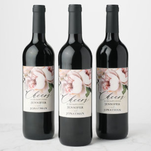 Blush Pink Floral Wine Label