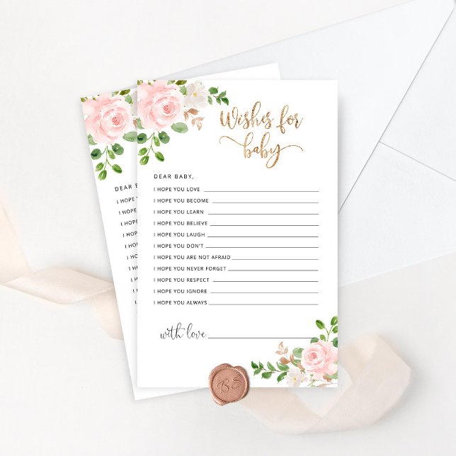 Blush pink floral wishes for baby card (Creator Uploaded)