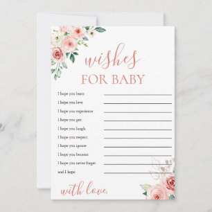 Blush Pink Floral Wishes for Baby Shower Card