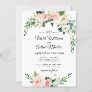 Blush Pink Floral Wreath Bridal Shower Invitation