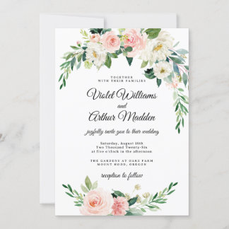 Blush Pink Floral Wreath Bridal Shower Invitation