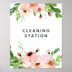 Blush pink floral wreath wedding mask poster
