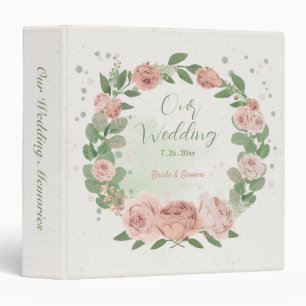 blush pink floral wreath wedding photo album binder