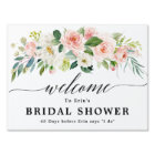 Blush Pink Florals Botanical Bridal Shower Welcome