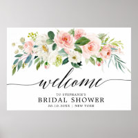 Blush Pink Florals Botanical Bridal Shower Welcome