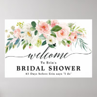 Blush Pink Florals Botanical Bridal Shower Welcome
