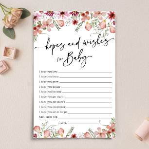 Blush Pink Florals Hopes & Wishes Baby Shower Card